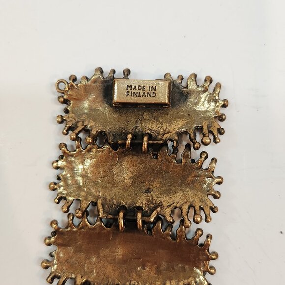 1960s Mid Cent. Finnish Modernist Brutalist Statement Belt Brass W/Bronze Finish - Picture 5 of 6